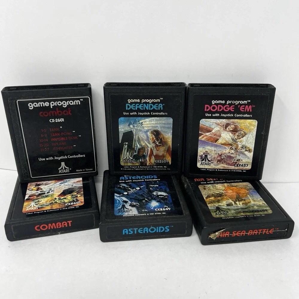 Atari 2600 Games Lot of 6 Combat Defender Asteroids Air Sea Battle Dodge